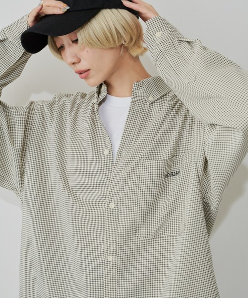 Auntie Rosa Holiday（アンティローザホリデー）の「ボタンダウンオーバーサイズシャツ（シャツ/ブラウス・レディース・ブルー/ブラック/チェック/アイボリー/ブラック系その他/ストライプ・FREE）」の20枚目の写真