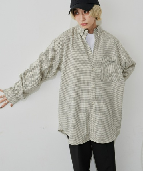 Auntie Rosa Holiday（アンティローザホリデー）の「ボタンダウンオーバーサイズシャツ（シャツ/ブラウス・レディース・ブルー/ブラック/チェック/アイボリー/ブラック系その他/ストライプ・FREE）」の18枚目の写真