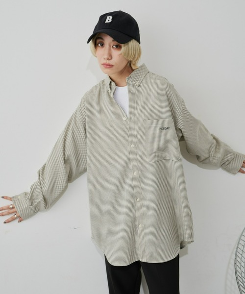 Auntie Rosa Holiday（アンティローザホリデー）の「ボタンダウンオーバーサイズシャツ（シャツ/ブラウス・レディース・ブルー/ブラック/チェック/アイボリー/ブラック系その他/ストライプ・FREE）」の19枚目の写真