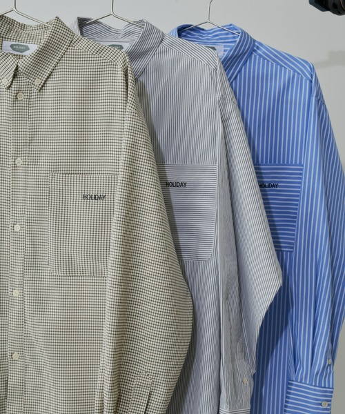 Auntie Rosa Holiday（アンティローザホリデー）の「ボタンダウンオーバーサイズシャツ（シャツ/ブラウス・レディース・ブルー/ブラック/チェック/アイボリー/ブラック系その他/ストライプ・FREE）」の13枚目の写真