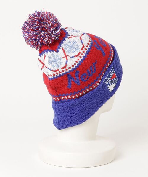AMERICAN NEEDLE(アメリカンニードル)の「LAIDBACK / American Needle アメリカンニードル NHL PONPON PILLOW LINE KNIT CAP(ニットキャップ/ビーニー・レディース・ブラック系その他/ブルー系その他・FREE)」の4枚目の写真