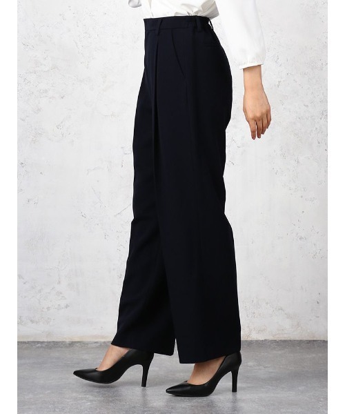 Perfect Suit FActory（パーフェクトスーツファクトリー）の「SPALDING(SET-A) ワイドテーパードパンツ（スーツパンツ・レディース・ネイビー/ベージュ・M/L/S）」の6枚目の写真