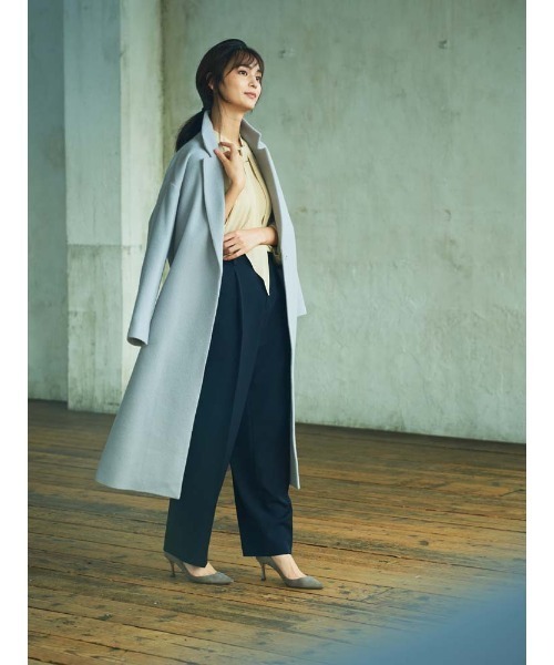 Perfect Suit FActory（パーフェクトスーツファクトリー）の「SPALDING(SET-A) ワイドテーパードパンツ（スーツパンツ・レディース・ネイビー/ベージュ・M/L/S）」の20枚目の写真