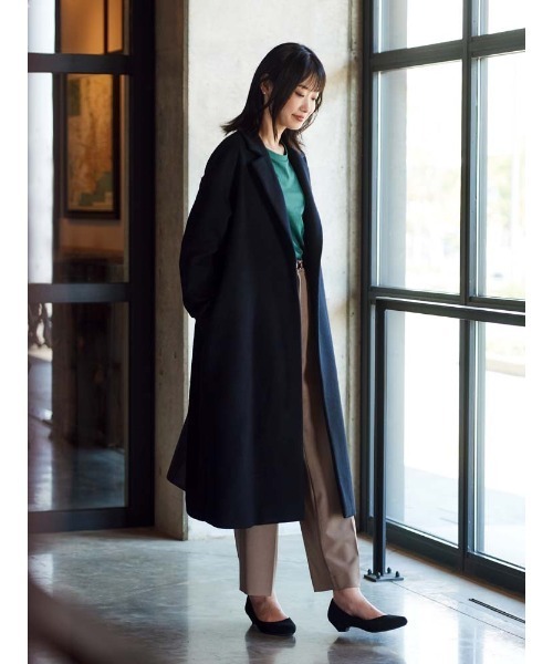 Perfect Suit FActory（パーフェクトスーツファクトリー）の「SPALDING(SET-A) ワイドテーパードパンツ（スーツパンツ・レディース・ネイビー/ベージュ・M/L/S）」の22枚目の写真