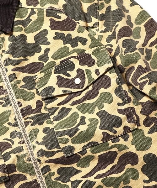 STUSSY（ステューシー）の「STUSSY/ステューシー WASHED CANVAS WORK SHIRT ワークシャツジャケット（ブルゾン・メンズ・カモフラージュ・XL）」の4枚目の写真
