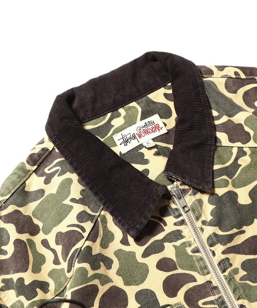 STUSSY（ステューシー）の「STUSSY/ステューシー WASHED CANVAS WORK SHIRT ワークシャツジャケット（ブルゾン・メンズ・カモフラージュ・XL）」の2枚目の写真