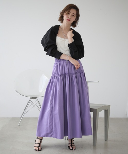 frames RAY CASSIN(フレームスレイカズン)の「WEB限定 ナイロンティアードスカート(スカート・レディース・オフホワイト/ダークブラウン/ライトパープル・FREE)」の3枚目の写真