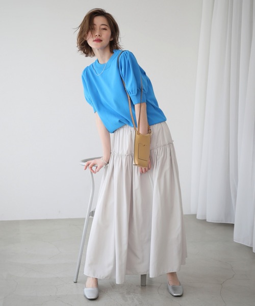 frames RAY CASSIN(フレームスレイカズン)の「WEB限定 ナイロンティアードスカート(スカート・レディース・オフホワイト/ダークブラウン/ライトパープル・FREE)」の1枚目の写真