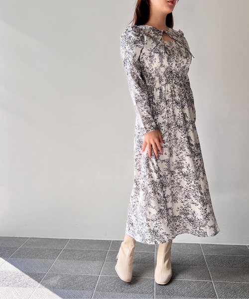 NOMAE（ノーマエ）の「デコルテ2wayシャーリングワンピース（ワンピース・レディース・ライトグレー/ライトブルー/ブラック/ライトピンク・FREE）」の5枚目の写真