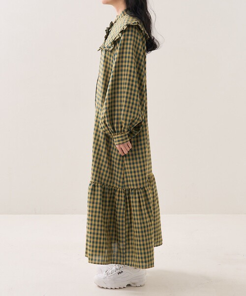 FREAK'S STORE（フリークスストア）の「襟付きギンガムチェックワンピース（ワンピース・レディース・グリーン/ブラック・ﾌﾘ-）」の19枚目の写真