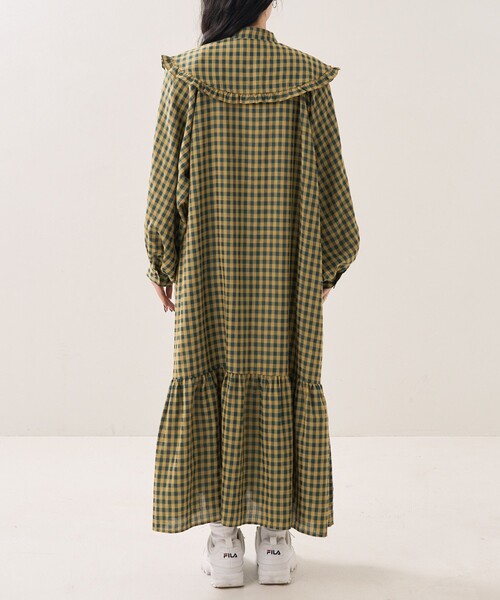 FREAK'S STORE（フリークスストア）の「襟付きギンガムチェックワンピース（ワンピース・レディース・グリーン/ブラック・ﾌﾘ-）」の20枚目の写真