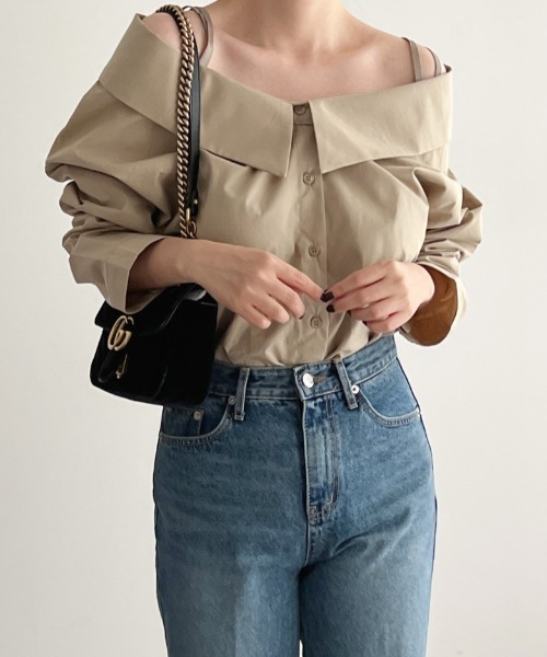 N.s（エヌドットエス）の「オフショルキャミブラウス（シャツ/ブラウス・レディース・キャメル/ホワイト・FREE）」の2枚目の写真