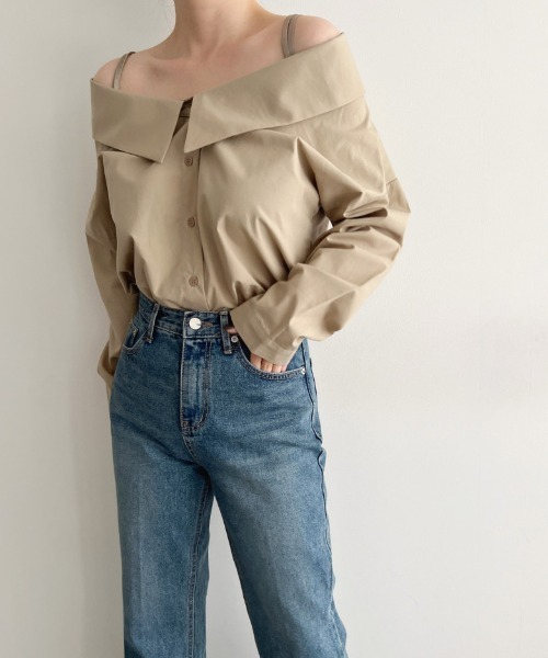 N.s（エヌドットエス）の「オフショルキャミブラウス（シャツ/ブラウス・レディース・キャメル/ホワイト・FREE）」の6枚目の写真