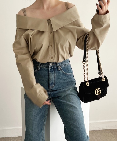 N.s（エヌドットエス）の「オフショルキャミブラウス（シャツ/ブラウス・レディース・キャメル/ホワイト・FREE）」の10枚目の写真