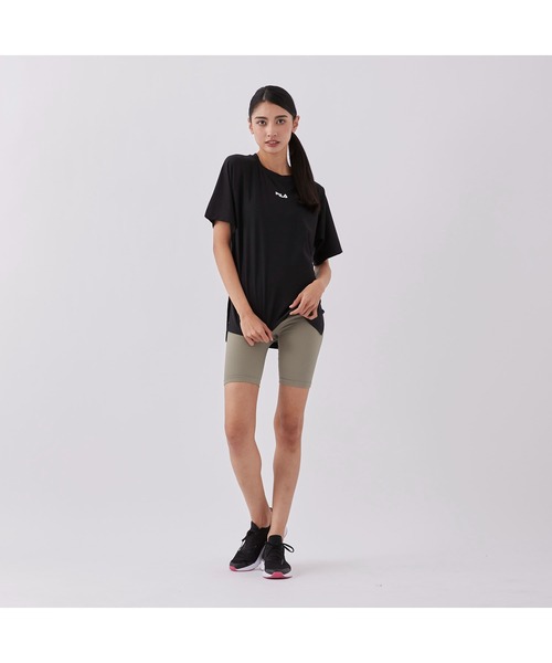 FILA(フィラ)の「FILA/フィラ 水陸両用 半袖 ブランド ロゴ ストレッチ 吸水速乾 UVカット 軽量 ラッシュガード クルーネック Tシャツ(Tシャツ/カットソー・レディース・ホワイト/グリーン/ピンク/サックスブルー系/ブラック・L/S/M/LL)」の6枚目の写真