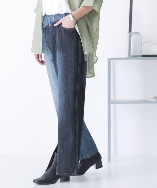 n'OrLABEL（ノアールレーベル）の「【廃盤】『アシメデザイン配色デニムパンツ』（デニムパンツ・レディース・ブルー/ブラック・2/1）」の5枚目の写真