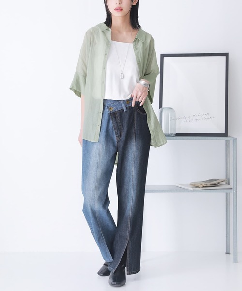 n'OrLABEL（ノアールレーベル）の「【廃盤】『アシメデザイン配色デニムパンツ』（デニムパンツ・レディース・ブルー/ブラック・2/1）」の6枚目の写真