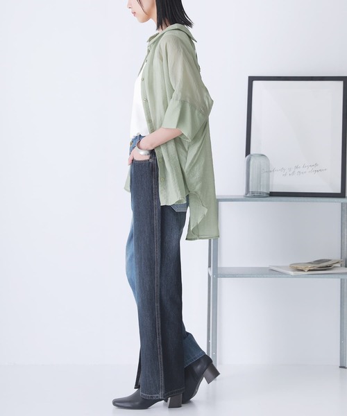 n'OrLABEL（ノアールレーベル）の「【廃盤】『アシメデザイン配色デニムパンツ』（デニムパンツ・レディース・ブルー/ブラック・2/1）」の7枚目の写真