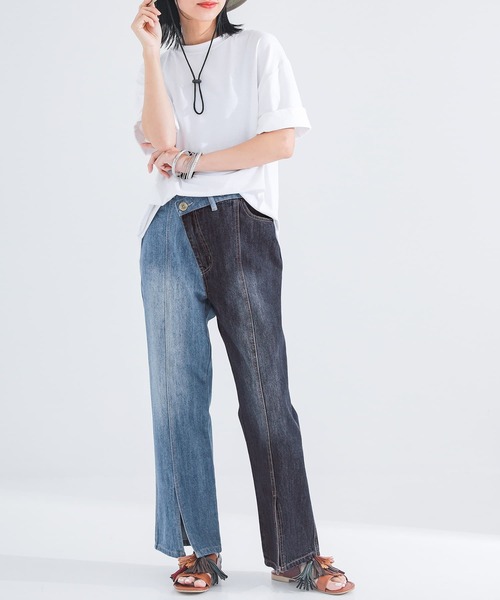 n'OrLABEL（ノアールレーベル）の「【廃盤】『アシメデザイン配色デニムパンツ』（デニムパンツ・レディース・ブルー/ブラック・2/1）」の9枚目の写真