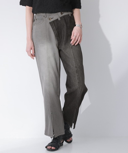 n'OrLABEL（ノアールレーベル）の「【廃盤】『アシメデザイン配色デニムパンツ』（デニムパンツ・レディース・ブルー/ブラック・2/1）」の10枚目の写真