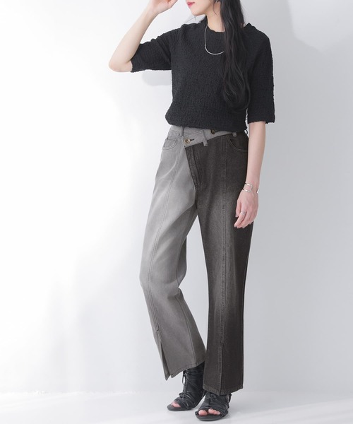 n'OrLABEL（ノアールレーベル）の「【廃盤】『アシメデザイン配色デニムパンツ』（デニムパンツ・レディース・ブルー/ブラック・2/1）」の11枚目の写真