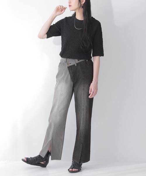 n'OrLABEL（ノアールレーベル）の「【廃盤】『アシメデザイン配色デニムパンツ』（デニムパンツ・レディース・ブルー/ブラック・2/1）」の12枚目の写真