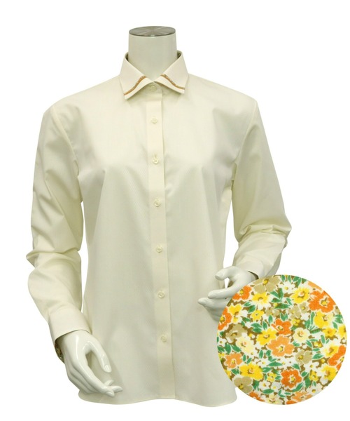 TOKYO SHIRTS（トウキョウシャツ）の「形態安定ノーアイロン ワイド 長袖ビジネスワイシャツ（ビジネスシャツ・レディース・ライトイエロー・S/M/XL/XS/L/LL）」の4枚目の写真