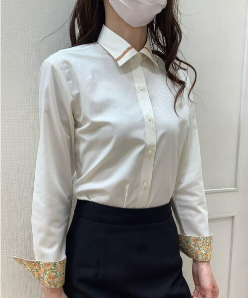 TOKYO SHIRTS（トウキョウシャツ）の「形態安定ノーアイロン ワイド 長袖ビジネスワイシャツ（ビジネスシャツ・レディース・ライトイエロー・S/M/XL/XS/L/LL）」の6枚目の写真