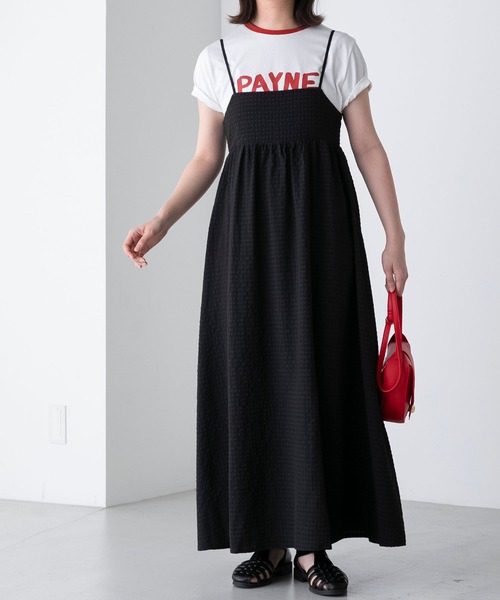 BONLECILL（ボンルシール）の「アソート柄 バックリボン フレアギャザーキャミソールワンピース（ワンピース・レディース・ブラック/オフホワイト/ブラック系/グリーン系・FREE）」の2枚目の写真