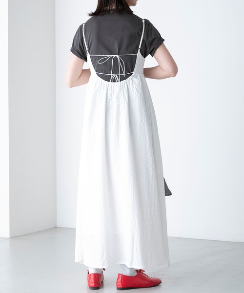 BONLECILL（ボンルシール）の「アソート柄 バックリボン フレアギャザーキャミソールワンピース（ワンピース・レディース・ブラック/オフホワイト/ブラック系/グリーン系・FREE）」の5枚目の写真