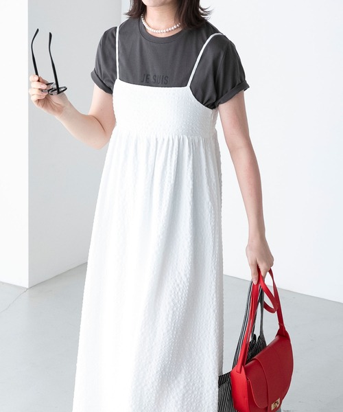 BONLECILL（ボンルシール）の「アソート柄 バックリボン フレアギャザーキャミソールワンピース（ワンピース・レディース・ブラック/オフホワイト/ブラック系/グリーン系・FREE）」の6枚目の写真