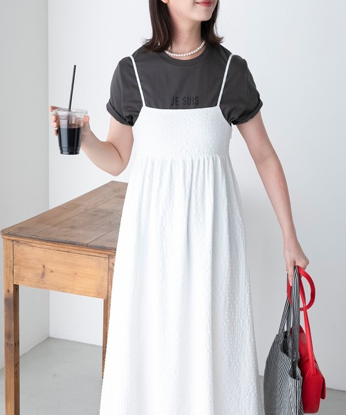 BONLECILL（ボンルシール）の「アソート柄 バックリボン フレアギャザーキャミソールワンピース（ワンピース・レディース・ブラック/オフホワイト/ブラック系/グリーン系・FREE）」の10枚目の写真