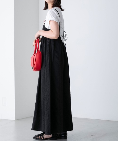 BONLECILL（ボンルシール）の「アソート柄 バックリボン フレアギャザーキャミソールワンピース（ワンピース・レディース・ブラック/オフホワイト/ブラック系/グリーン系・FREE）」の14枚目の写真