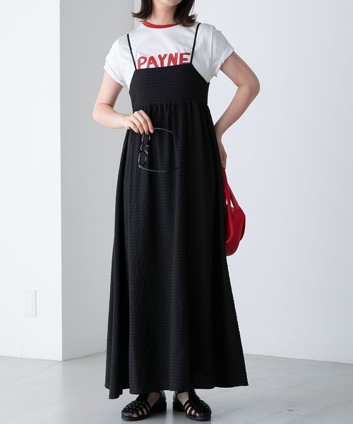 BONLECILL（ボンルシール）の「アソート柄 バックリボン フレアギャザーキャミソールワンピース（ワンピース・レディース・ブラック/オフホワイト/ブラック系/グリーン系・FREE）」の12枚目の写真