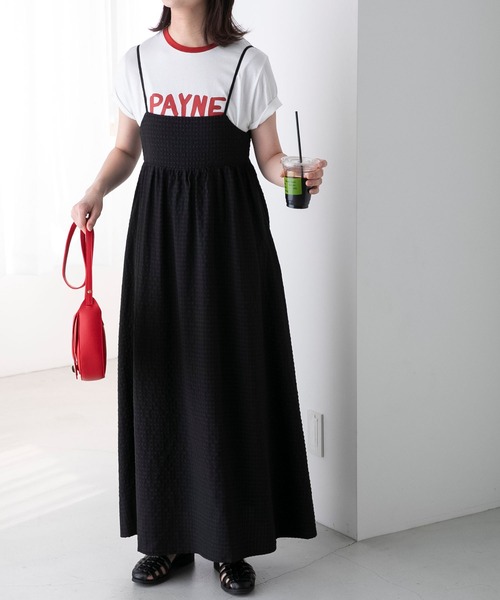 BONLECILL（ボンルシール）の「アソート柄 バックリボン フレアギャザーキャミソールワンピース（ワンピース・レディース・ブラック/オフホワイト/ブラック系/グリーン系・FREE）」の19枚目の写真