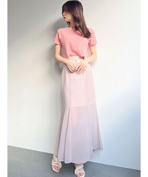 RESEXXY（リゼクシー）の「ポイントロゴ刺繍Tシャツ（Tシャツ/カットソー・レディース・ピンク/ホワイト/ベージュ/ブラック・FREE）」の6枚目の写真