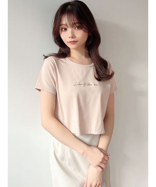 RESEXXY（リゼクシー）の「ポイントロゴ刺繍Tシャツ（Tシャツ/カットソー・レディース・ピンク/ホワイト/ベージュ/ブラック・FREE）」の14枚目の写真