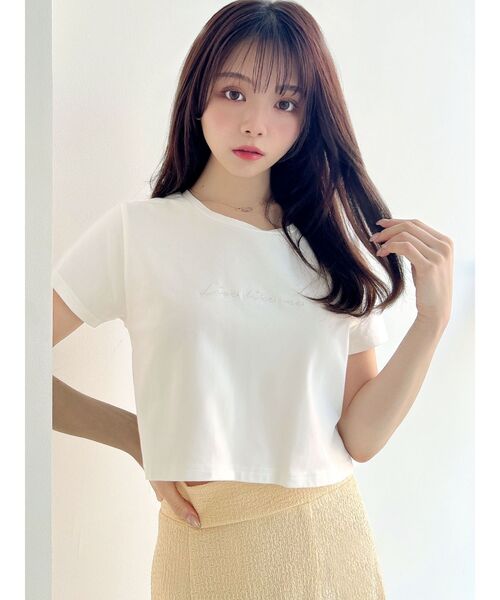 RESEXXY（リゼクシー）の「ポイントロゴ刺繍Tシャツ（Tシャツ/カットソー・レディース・ピンク/ホワイト/ベージュ/ブラック・FREE）」の15枚目の写真