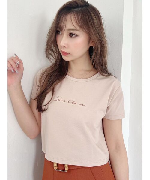 RESEXXY（リゼクシー）の「ポイントロゴ刺繍Tシャツ（Tシャツ/カットソー・レディース・ピンク/ホワイト/ベージュ/ブラック・FREE）」の20枚目の写真