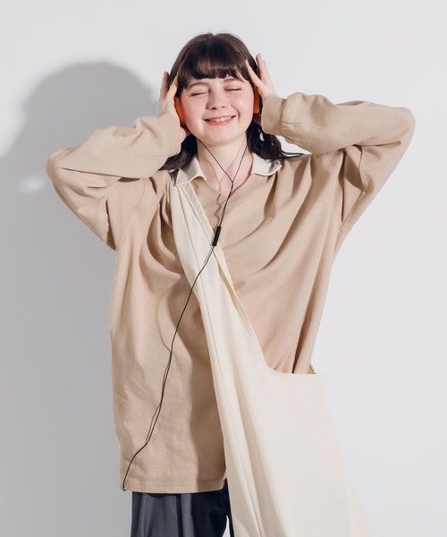 MUHET(ミュエータ)の「襟付きVネックロンT(Tシャツ/カットソー・レディース・ネイビー/ライトベージュ・X-LARGE/MEDIUM)」の21枚目の写真