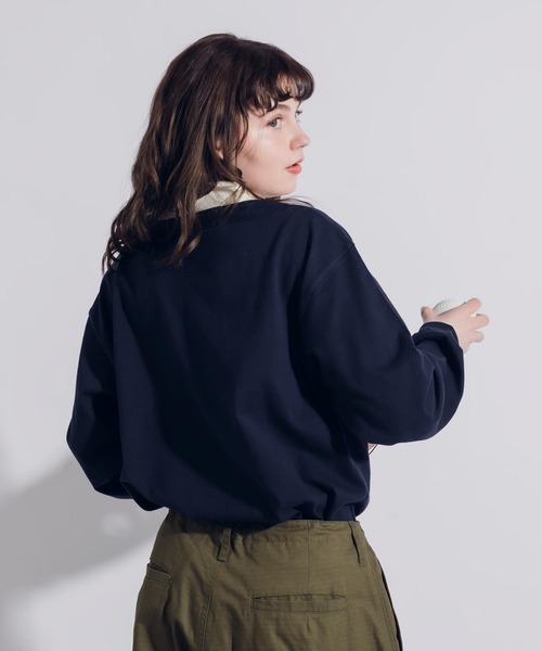 MUHET(ミュエータ)の「襟付きVネックロンT(Tシャツ/カットソー・レディース・ネイビー/ライトベージュ・X-LARGE/MEDIUM)」の9枚目の写真