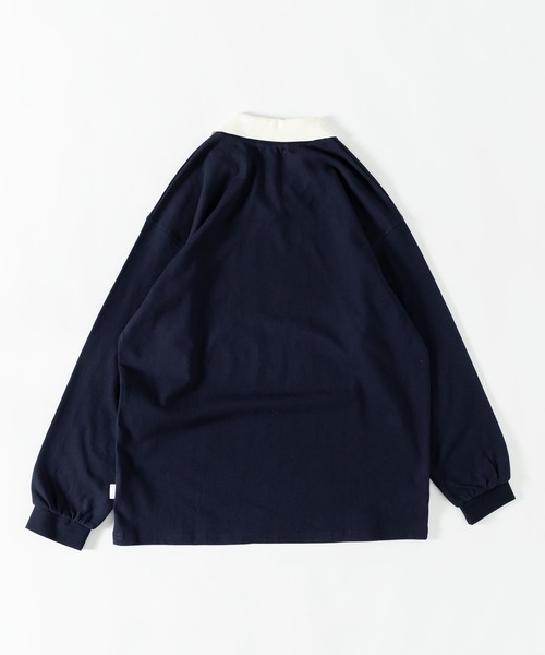 MUHET(ミュエータ)の「襟付きVネックロンT(Tシャツ/カットソー・レディース・ネイビー/ライトベージュ・X-LARGE/MEDIUM)」の4枚目の写真
