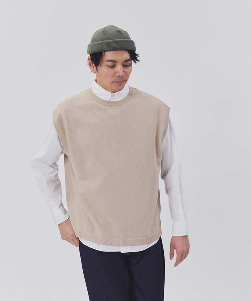 Right-on（ライトオン）の「【PLUS ONE】ミリオンドライカノコベスト（ベスト・メンズ・ブラック/ベージュ/グリーン・M/L/XL）」の3枚目の写真