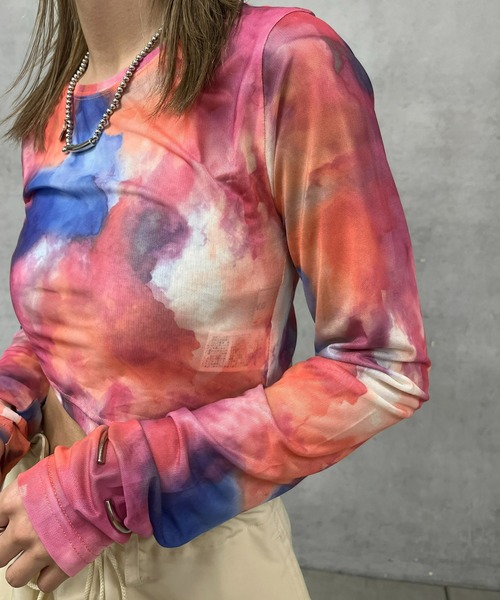 WHO'S WHO gallery（フーズフーギャラリー）の「フェード柄ネットマイクロトップス（Tシャツ/カットソー・レディース・ブラック/パープル/グレー・FREE）」の8枚目の写真