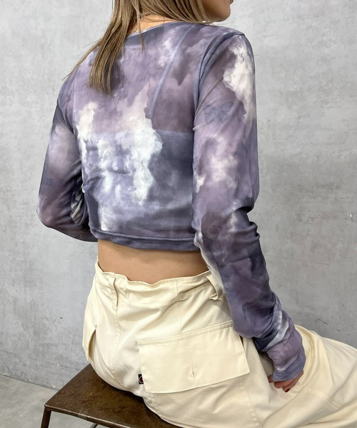 WHO'S WHO gallery（フーズフーギャラリー）の「フェード柄ネットマイクロトップス（Tシャツ/カットソー・レディース・ブラック/パープル/グレー・FREE）」の5枚目の写真