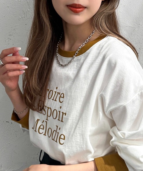 apres jour mignon（アプレジュールミニョン）の「リンガーロンT【ZOZOTOWN限定アイテム】（Tシャツ/カットソー・レディース・グリーン/ネイビー/イエロー・フリー/X-LARGE）」の3枚目の写真