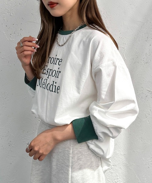 apres jour mignon（アプレジュールミニョン）の「リンガーロンT【ZOZOTOWN限定アイテム】（Tシャツ/カットソー・レディース・グリーン/ネイビー/イエロー・フリー/X-LARGE）」の2枚目の写真