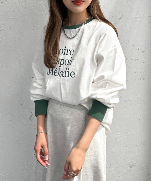 apres jour mignon（アプレジュールミニョン）の「リンガーロンT【ZOZOTOWN限定アイテム】（Tシャツ/カットソー・レディース・グリーン/ネイビー/イエロー・フリー/X-LARGE）」の4枚目の写真
