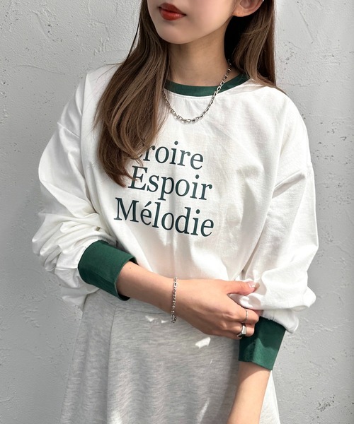 apres jour mignon（アプレジュールミニョン）の「リンガーロンT【ZOZOTOWN限定アイテム】（Tシャツ/カットソー・レディース・グリーン/ネイビー/イエロー・フリー/X-LARGE）」の6枚目の写真