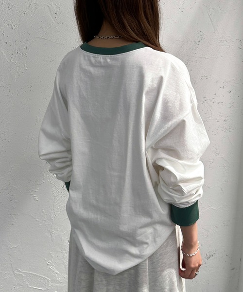 apres jour mignon（アプレジュールミニョン）の「リンガーロンT【ZOZOTOWN限定アイテム】（Tシャツ/カットソー・レディース・グリーン/ネイビー/イエロー・フリー/X-LARGE）」の7枚目の写真